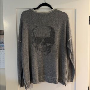 Skull Cashmere Black and White Crewneck Sweater